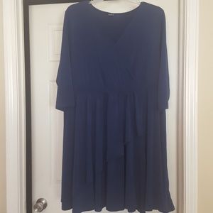 Navy faux wrap dress